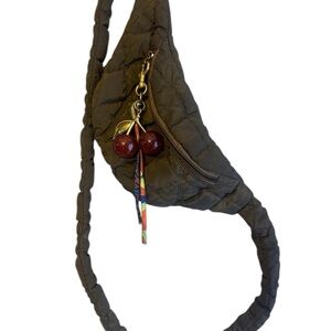 Quilted Crossbody Bag with Cherry Charm